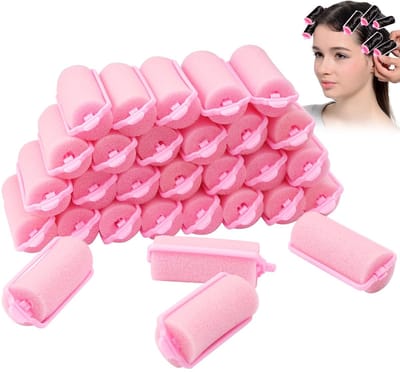 Dailygoods- Haarkrullers 30 stuks - Schuim/Spons - Slaapkrulspelden - DIY Haarstyling - Geen Schade aan Haar - 20 mm Roze - Haarrollers