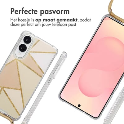 imoshion Hoesje - Geschikt voor Samsung Galaxy S25 Edge - Design Hoesje met Koord - Beige Graphic