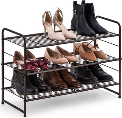 JGS ® Drie-laagse Schoenenrek met Verstelbare Opslag voor 12-16 Paar Schoenen en Ruimtebesparend Ontwerp
