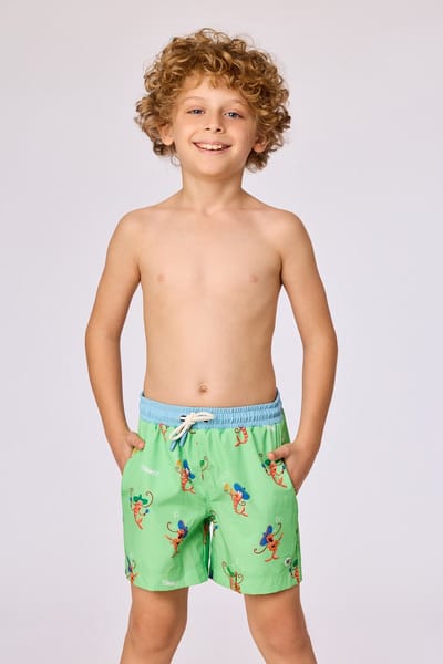 Woody Jongens-Heren zwembroek groene garnalen prin - maat 140/10J
