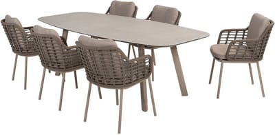 Taste Puglia/Manolo 6-persoons Deens ovale tuinset 240x103 cm. - Latte