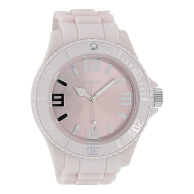 OOZOO Timepieces - Zacht roze horloge met zacht roze rubber band - C4345
