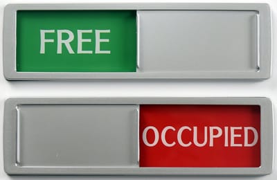 Promessa-Design - Free - Occupied Schuifbordje - Hoge Kwaliteit - Aluminium Look - 17,5 cm x 5 cm x 0,6 cm - Schuifborden.