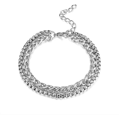 Hiphop – Bracelet à Double bordure en acier inoxydable pour hommes et femmes, Cool, chaîne à maillons cubains, unisexe, bijoux de poignet, cadeau white