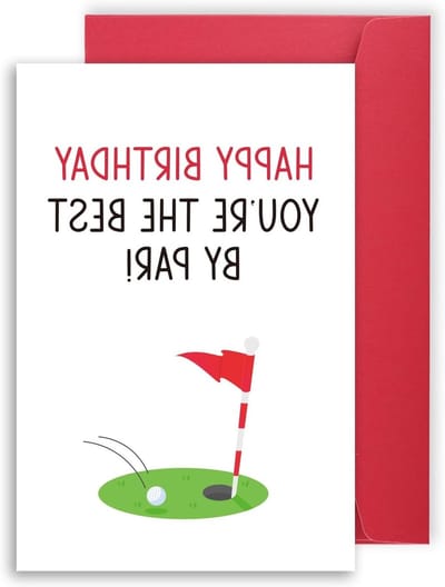 Grappige Verjaardagskaart voor Golfliefhebbers met Rode Envelop - Humoristische Groet voor Echtgenoot, Echtgenote, Vriend of Vriendin