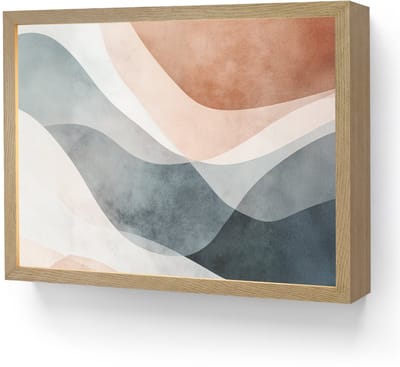 Wandlamp 40x30 cm - Oplaadbaar - Abstract - Golven - Blauw - Wandlampen binnen woonkamer - Slaapkamer lamp - Decoratieve nachtlamp - Vloerlamp draadloos