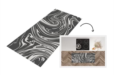 Keukenloper - Loper keuken - Marmer - Grijs - Lijn - 120x50 cm - Keukenloper vinyl