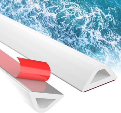 wit 200 cm opvouwbare douchedrempel waterdam - siliconen anti-overloop douchebarrière, waterdicht, schimmelwerend en stevig, rolstoeltoegankelijk voor keukengootsteen, vensterbank, badrand, Blokkeert effectief de waterstroom - Cyslmuk®