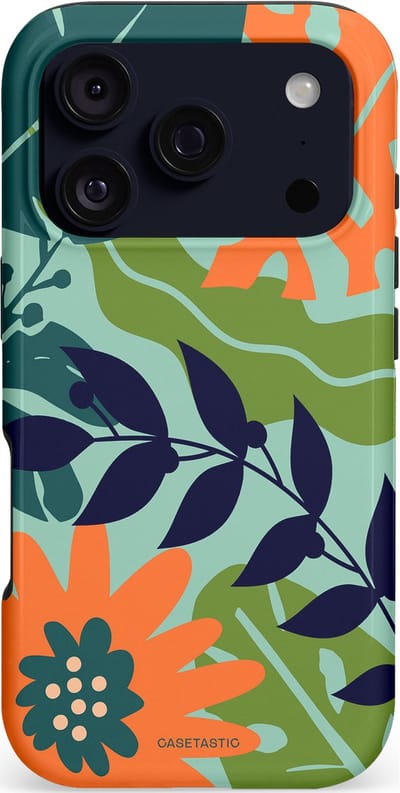 Casetastic hoesje geschikt voor Apple iPhone 17 Pro - MagSafe - Dubbellaagse bescherming - Wildbloei - Fashion Case - Mintgroen Petrol Oranje