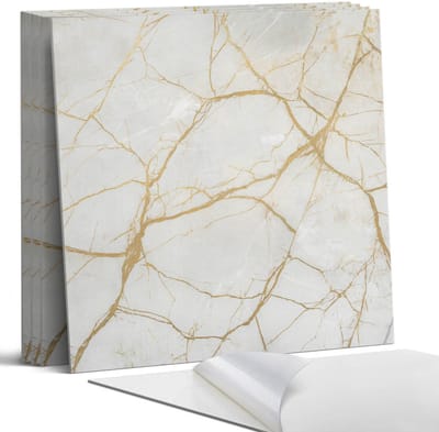 Coloray Wandpanelen Zelfklevend - Elegant marmerpatroon Zelfklevende Wandpanelen - 50 cm x 50 cm - Wit Wandpaneel PVC - 5 stuks - Texturen Wandpanelen Zelfklevend - Wandbord Keuken - Wandpaneel Badkamer