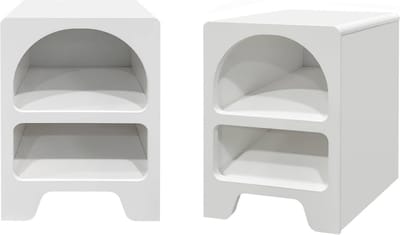 sweeek - Wit organisch nachtkastje met houteffect, 2 opbergvakken (set van 2)