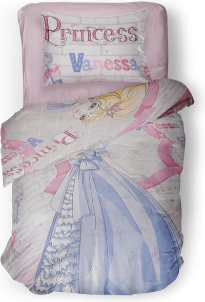 Decoware Kinderdekbedovertrek Crown 140x220 cm - Katoen - Eenpersoons - Prinsessen Thema - Met Kussensloop