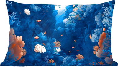 Sierkussens - Kussentjes Woonkamer - 60x40 cm - Koraalrif - Vissen - Oceaan - Blauw