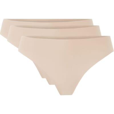 ESMARA Set van 3 dames lasercut strings - onzichtbaar & seamless (Crème, M (40/42))
