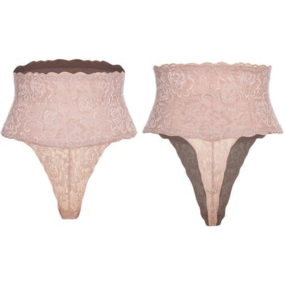 Dames Sexy Kant String Miss Moly Hoge Taille Feest Ondergoed Buikcontrole Slankere Slipjes Nieuwe Onzichtbare Shaper Slipje Cincher S beige