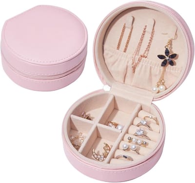 Sieradendoos - Opbergdoosje Organizer - Sieraden Opbergen - Ingebouwde Spiegel - 10x10x5.5 cm - Zwart