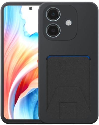 Geschikt voor Oppo A2 / A79 Telefoonhoesje met Verstelbare Leren Pasjeshouder - Flexible Back Cover Case Siliconen TPU with Adjustable Leather Cardslot - Zwart - Smartphonica geschikt voor Oppo A2;Oppo A79