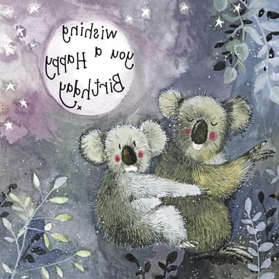 Verjaardagskaart Koala - Kaart met Koala - Verjaardag Wensen - Origineel Artwork Design - 160x160mm - Kleurrijk