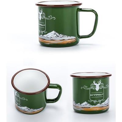 Buiten Back to ancients Creatieve Emaille Kampeerbeker 300ml Metaal Emaille Koffie Thee Kamperen Wandelen Backpacken Vissen Picknick 300-400ml