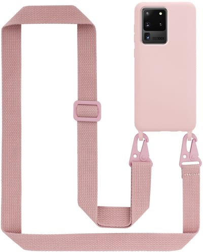 Cadorabo Mobiele telefoon ketting geschikt voor Samsung Galaxy S20 ULTRA in LIQUID ROZE - Silicone beschermhoes met lengte verstelbare koord riem