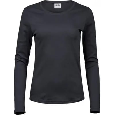 Tee Jays - Dames Interlock T-shirt lange mouwen - Dark Grey (Solid) maat S