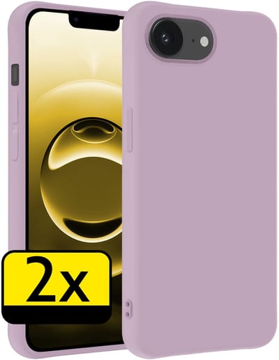 Hoesje - 2 Stuks - Geschikt voor Apple iPhone 16e - Sterk & Shockproof - Case Siliconen - Back Cover - Telefoon Hoes - Telefoonhoesjes - Lila