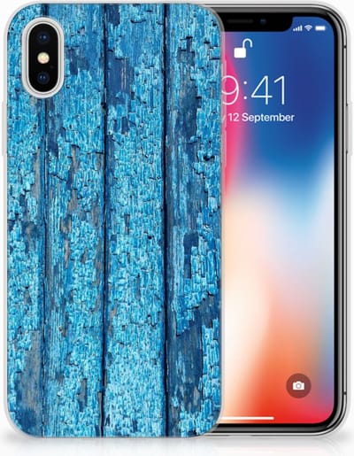 Apple iPhone X | Xs Bumper Hoesje Wood Blue