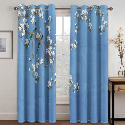 Aquarel Beige Blad Bloem Vintage Raamgordijnen Jaloezieën Voor Woonkamer Kinder Slaapkamer Badkamer Keuken Deur Huisdecoratie 2 Stuks W65X60H(cm)X2Pcs&Grommet Top gray
