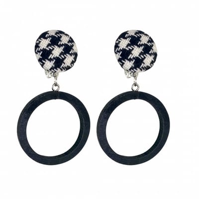 Clip oorbellen- zwart- Pied-de-poul- geen gaatje- Charme Bijoux