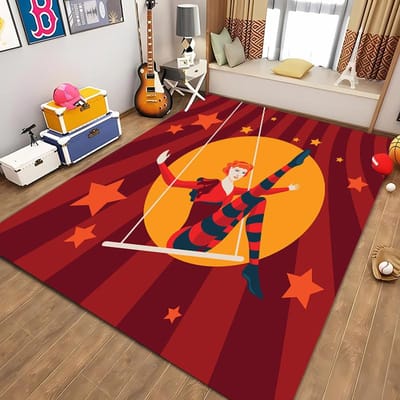 Verbluffende Circusvoorstelling Grote Oppervlakte Tapijten voor Woonkamer Thuis Kinderkamer Sofa Deurmat Vloerkleden Antislip Decor 40x60cm (16x24in) orange