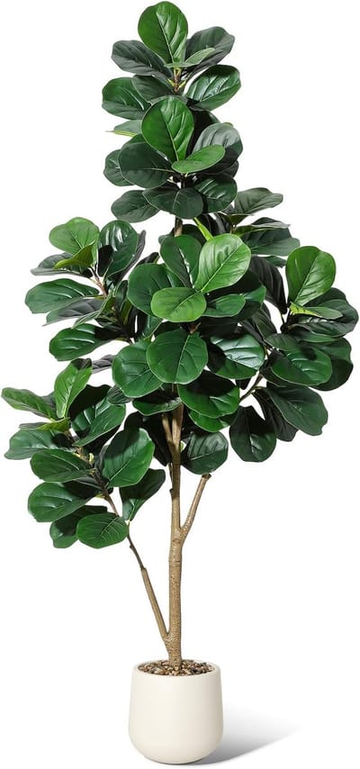 180cm Kunst vijgenbladboom - natuurgetrouwe kunst Ficus Lyrata met plantenpot - staande kunstplanten voor binnen decoratie thuis kantoor woonkamer - cadeau voor huisvesting