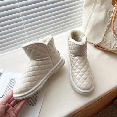 Dames Sneeuwlaarzen Pluche Verdikt Winter Middelhoge Schacht Waterdicht Antislip Warme Katoenen Schoenen 37 wit