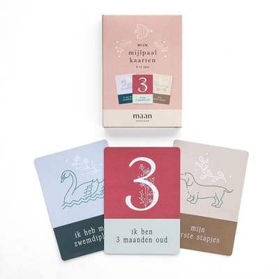 Maan Amsterdam - Mijn mijlpaalkaarten - 0 t/m 12 jaar - Set van 50 mijlpaal kaarten - A6 - Milestone cards - Babyshower cadeau - Kraamcadeau