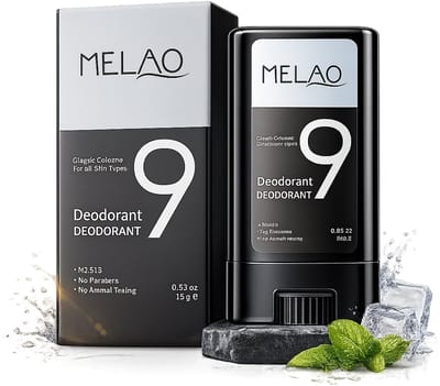 MELAO No.9 Deodorant Stick | Classic Cologne Geur | 15g | Deodorant Stick Mannen | Anti Geur | Sneldrogend | Alcoholvrij | Reisformaat | Dagelijks Gebruik | Alle Huidtypen | Compact | Frisse Geur