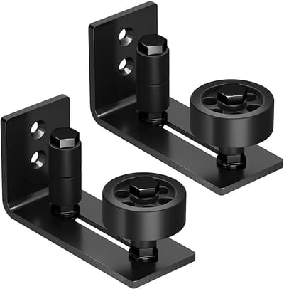 KZQ Schuifdeurrails - Schuifdeurrails - Wandgemonteerde rollers - Viltstrips - Schuifrails - Deurrails - Set van 2 - Zwart