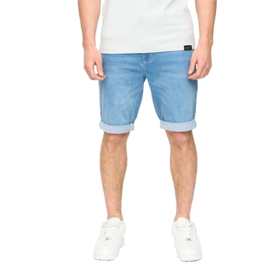 Crosshatch Heren Youlgreeve Denim Short met Ceintuur (Mid Wash)