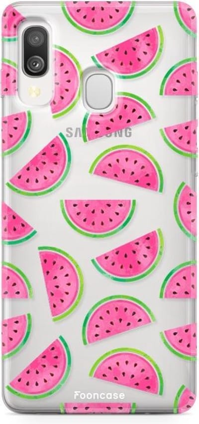 Fooncase Hoesje Geschikt voor Samsung Galaxy A40 - Shockproof Case - Back Cover / Soft Case - Watermeloen