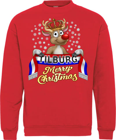Kersttrui Tilburg | Foute Kersttrui Dames Heren | Kerstcadeau | Willem 2 supporter | Rood | maat XS
