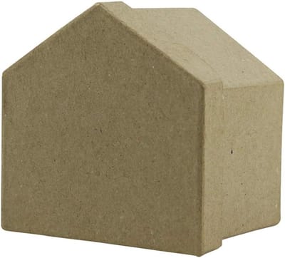 Papieren Huis Doos - Knutseldoos Opslag - Decoreren Knutselen - Afneembaar Deksel - 9x9x7 cm - Bruin