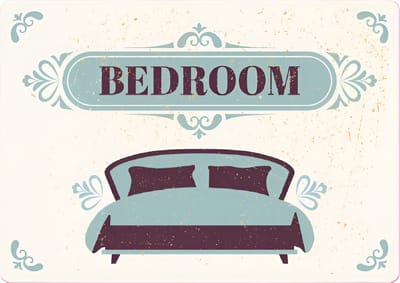 Plenty Gifts - Retro Stijl Blikken Bord | 'Bedroom' | 21x14.8 cm | Wanddecoratie voor binnen en buiten