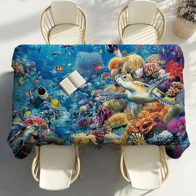 Zee Wereld Vissen Tafelkleed Feest Decor Eetkamer Huis Keuken Terrassen Waterdicht Vlekbestendig Tafelkleed 100x140cm
