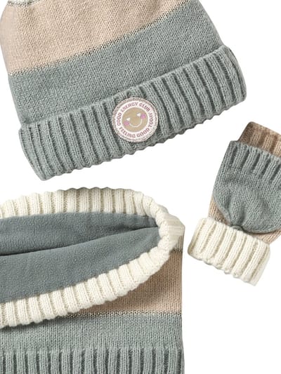 Vertbaudet Meisjesmuts + snood + wanten/handschoenen in colorblock voor meisjes