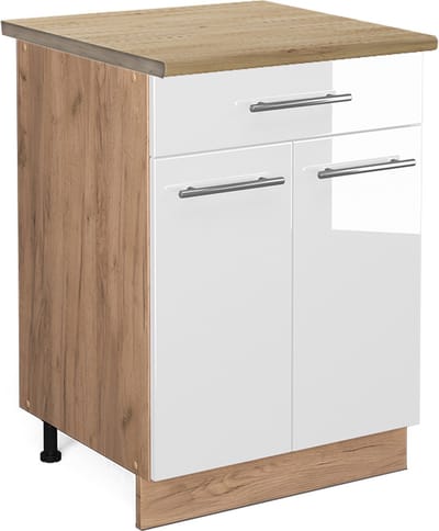 Vicco Fame-Line Keukenonderkast – 60 cm met lade, WB Eik Wit Hoogglans