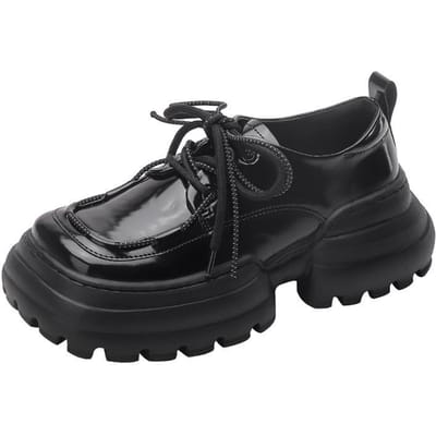 Sponscake Casual Schoenen met Dikke Zolen Dames Nieuw Niche Design Retro Enkelschoenen Schoenen met Grote Teen Verhogende Kleine Leren Schoenen 40 black