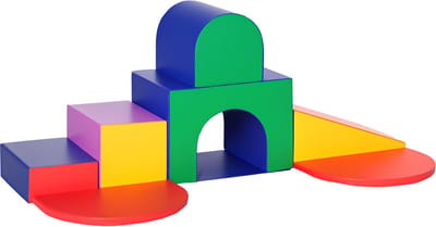 Softblokken Set Voor Kinderen – Schuimblokken Met Kunstleer, Inclusief Vierkant, Trap En Helling, Veelkleurig