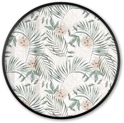 Poster in lijst Rond - Fotolijst 60x60 cm - Posters - Monstera - Palmblad - Jungle - Tropisch - Ronde posterlijst zwart - Decoratie - Wanddecoratie woonkamer - Muurdecoratie slaapkamer