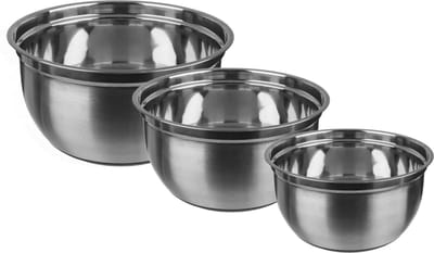 Secret de Gourmet beslagkommen / mengkommen - Set 3x stuks - RVS 4,5L/2,5L/1L - Met antislip