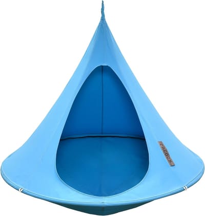 Hangstoel - Zweefstoel Cocoon - Ontspannen Buiten - Sterk Katoen Polyester - 1.5 Meter Diameter - Turkoois