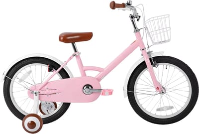 Kinderfiets 30–46 cm – Voor kinderen van 2–8 jaar voor dagelijks gebruik en spel – Met mand, spatborden, volledige kettingkoffer en zijwieltjes – Roze frame