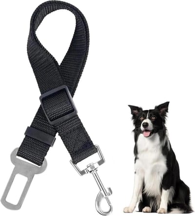Honden autogordel - Veiligheidsharnas hond - Veilig reizen - Verstelbare lengte - 47-70 cm - Zwart